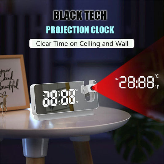 🔥【1° Más Vendido】💎 60% DE RÉDUCTION! 💎 Réveil à Projection Miroir – Ultra-Clair, Double Alarme & Port USB de Charge