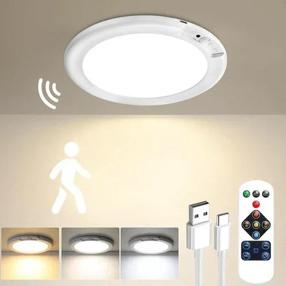 Luz de techo LED recargable con sensor de movimiento y control remoto