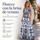 Vestido de resort impreso de margarita de corte de cintura fuera del hombro de las mujeres