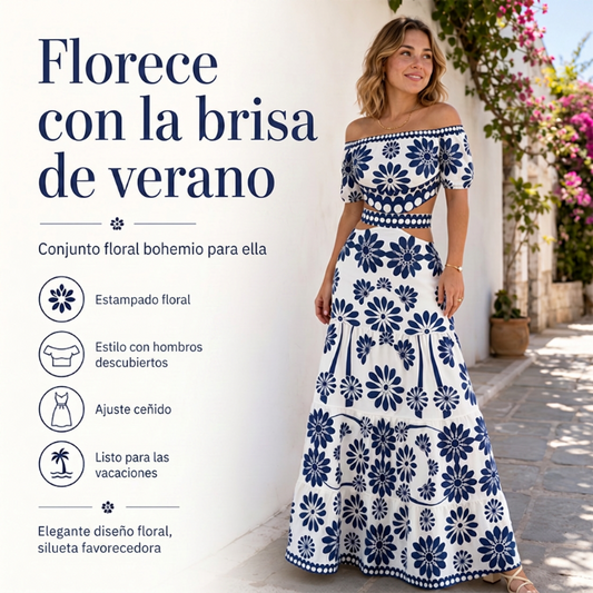Vestido de resort impreso de margarita de corte de cintura fuera del hombro de las mujeres