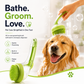 Cepillo de baño para mascotas con mango largo y dispensador de champú