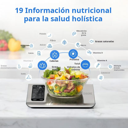 【1° Más Vendido】🔥Solo Pesa? ¡Esta Báscula Calcula 19 Nutrientes y Analiza Calorías! ⏳App 19 Nutrientes! Adecuado para la pérdida de peso