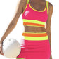 🏊‍♀️【1º en Trajes de baño】🌼Conjunto de bikini deportivo de 3 piezas de nailon con diseño de bloques de color y patchwork - Bañador de cintura alta con efecto moldeador👙🌈