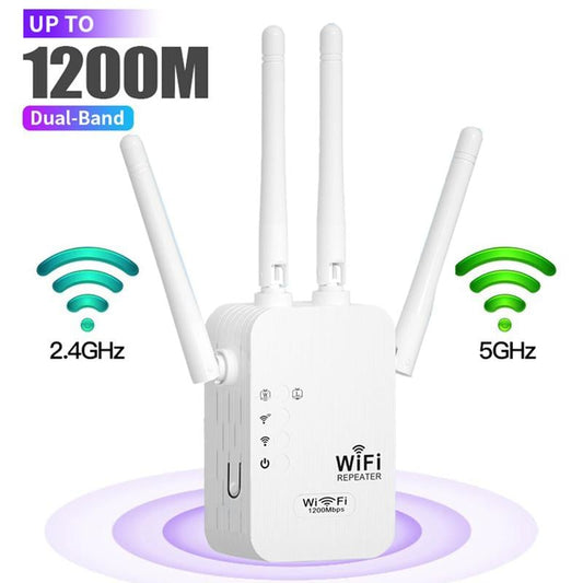 🔥【1° Más Vendido】🔥 Amplificador WiFi 2025, 1200Mbps Banda Dual (5GHz/2.4GHz), Amplificador de Señal, Cubre 10,000 pies² y 50 Dispositivos, Repetidor con Puerto Ethernet.