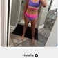 🏊‍♀️【1º en Trajes de baño】🌼Conjunto de bikini deportivo de 3 piezas de nailon con diseño de bloques de color y patchwork - Bañador de cintura alta con efecto moldeador👙🌈