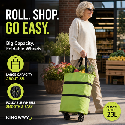 🌸¡ÚLTIMO DÍA AL PRECIO ESPECIAL!🌸🛒 Carrito de compras plegable – La bolsa con ruedas que cuida tu espalda.