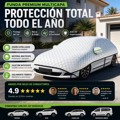 Cubierta Protectora Gruesa de Media Cobertura para Coche contra el Sol y la Nieve