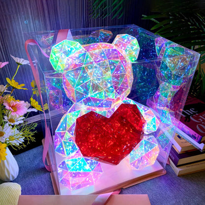💕Flores Marchitas? Oso Luminoso 16 Colores, ¡Magia Eterna! ⏳ Caja PVC+💘 2 Corazones!Parejas Recomiendan! Oso Luminoso, ¡Encanto Total!