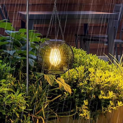 Lámpara colgante solar para jardín y terraza – Linterna de metal resistente a la intemperie para iluminación exterior con ambiente