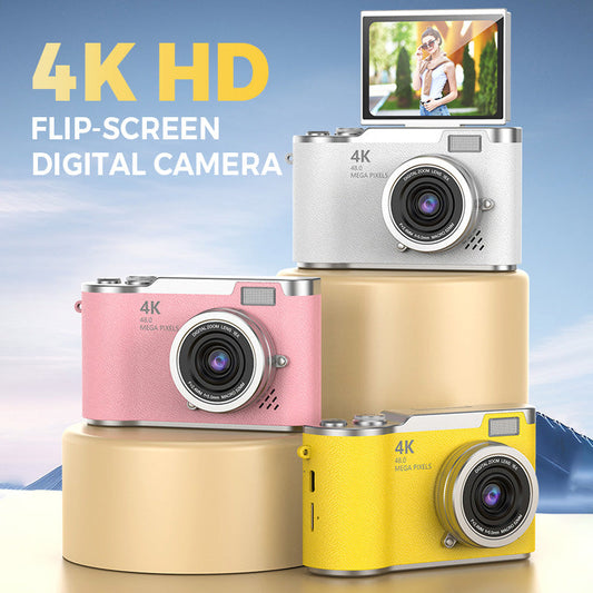 💎 ¡50 % DE DESCUENTO! 💎 Cámara digital 4K HD con pantalla giratoria: zoom de 8x, enfoque automático y pantalla giratoria para vlogs y selfies 📸🌈