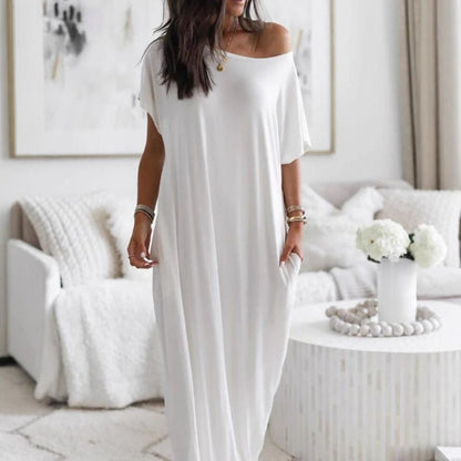 【Precio excepcional】💐 ¡50 % de descuento! Vestido largo de corte holgado: un estilo sencillo que favorece a todas las siluetas 👗👌