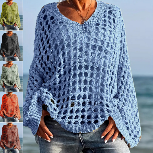 🌸Novedades🌸Top informal de punto de ganchillo liso para mujer