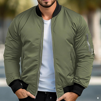 Chaqueta bomber clásica con cremallera para hombre