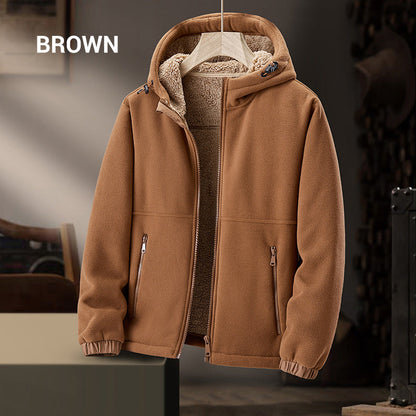 Chaqueta con capucha y cremallera para hombre, estilo informal y abrigada.