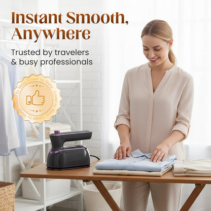 🔥 50% DE DESCUENTO 🔥 Plancha de Vapor Portátil y Plegable – Mango Giratorio 180°, Ropa Sin Arrugas en Minutos 👕✨