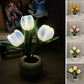🔥【1° Más Vendido】🔥Flores que se marchitan/regalo aburrido?3 Tulipanes Realistas+💡 LED Cálido+🏺 Cerámica!
