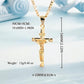 🔥 Collar con colgante de crucifijo tono dorado – Diseño detallado INRI, cadena Figaro ajustable y joya religiosa para el día a día ✝️✨