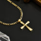 🔥 Collar con colgante de crucifijo tono dorado – Diseño detallado INRI, cadena Figaro ajustable y joya religiosa para el día a día ✝️✨
