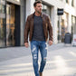 👖 ¡60 % DE DESCUENTO! 🔥 Vaqueros pitillo desgastados y con estilo para hombre: corte ajustado y cónico, algodón transpirable y detalles rasgados de lo más atrevidos
