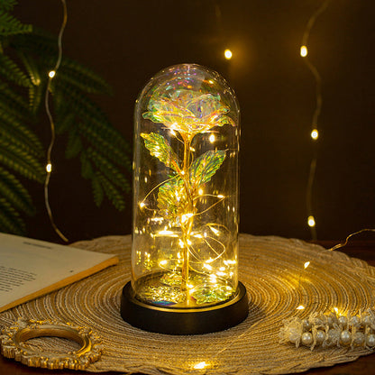 Luminous Forever Rose with Glass Cover & Fairy Lights