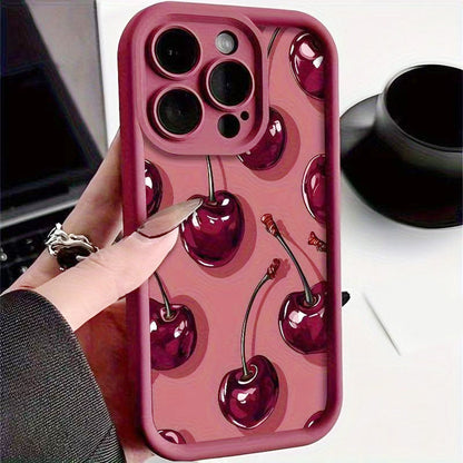 🔥【1° Más Vendido】🔥Funda Aburrida? Estampado Cerezas Rojo, ¡Protege Cámara! ⏳Precisa+💨 Delgada! Funda Cerezas Rojo, 20+ Modelos⏳