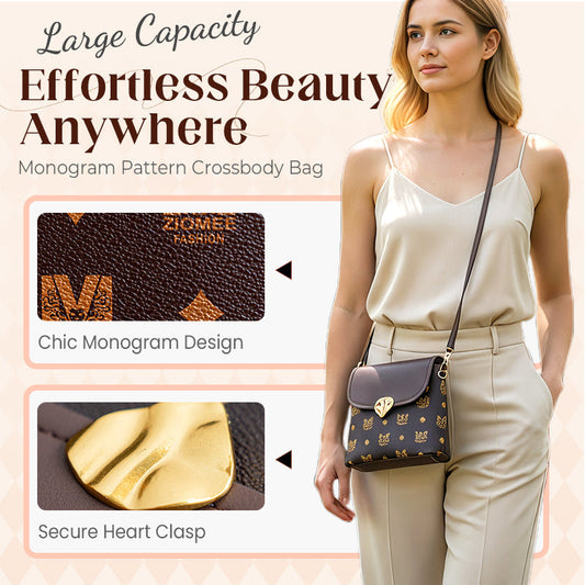 🔥【3° Más Vendido】🔥Bolso Aburrido? Bolso Monograma Cierre Corazón, ¡Elegante! Monograma+💖 Corazón Dorado!