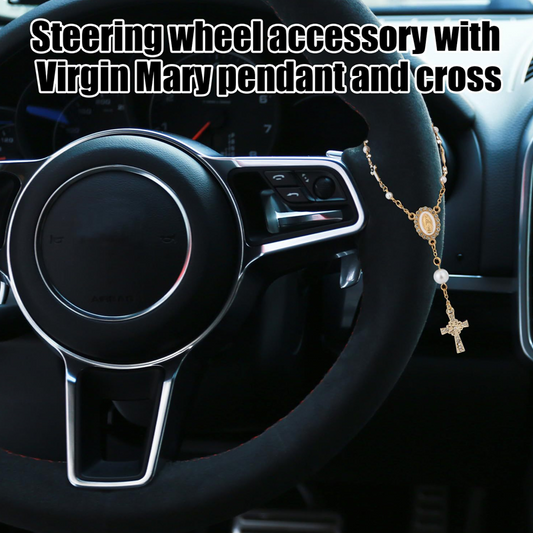 Unique Retro Steering Wheel Rosary Pendant
