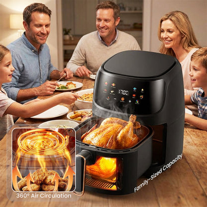 🔥【1° Más Vendido】🔥Freír con Grasa? Pantalla Táctil+🍗 6L!👀 Visualización+🧼 PTFE! Chefs Recomiendan! Freidora 6L 360°, Versátil⚡️