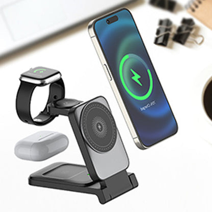 Magnético 1.2kg+🔄 Plegable 180°! ¡Orden y Portabilidad!✨📱🕒🎧 3 en 1+⚡ 15W Rápido! ¡Carga Total!💖