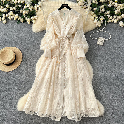 👗¡AHORA CON UN 60 % DE DESCUENTO! ✨ Vestido vintage con mangas abullonadas y bordados: delicados bordados, mangas abullonadas románticas y corte fluido 🌸