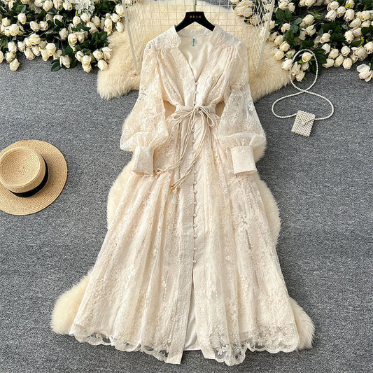 👗¡AHORA CON UN 60 % DE DESCUENTO! ✨ Vestido vintage con mangas abullonadas y bordados: delicados bordados, mangas abullonadas románticas y corte fluido 🌸