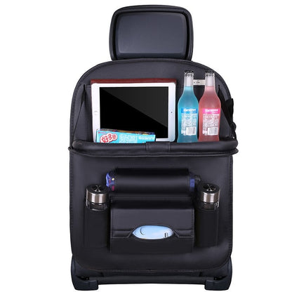 🔥Oferta especial 60 % de descuento🚗Bolsa organizadora de cuero para el asiento trasero del coche con mesa plegable