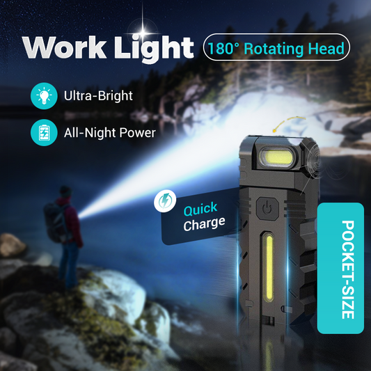 🔦 Cabezal giratorio de 180° + doble fuente de luz: ¡una linterna para múltiples usos!