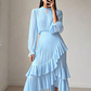 【1º en Faldas】👗 Vestido Midi para Mujer – Escote en Ojal de Cerradura y Detalles de Volantes, Elegante y Femenino ✨🌸