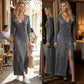 【MÁS VENDIDO】🔥1º en Trajes👗 Vestido Maxi de Manga Larga con Cuello en V para Mujer – Elegante y Cómodo para Todo Momento ✨🌸