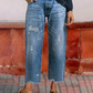 Jeans de Mezclilla para Mujer Corte Recto Estilo Retro Cropped