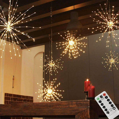 ✨ ¡50% DE DESCUENTO! 🎆 Guirnalda de luces de fuegos artificiales solares para jardín y fiestas – 280 LED, 8 modos y resistente al agua 🌿