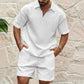 Conjunto de camiseta de manga corta y pantalones cortos de un solo color para hombre