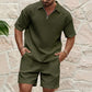Conjunto de camiseta de manga corta y pantalones cortos de un solo color para hombre