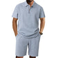 Conjunto de camiseta de manga corta y pantalones cortos de un solo color para hombre