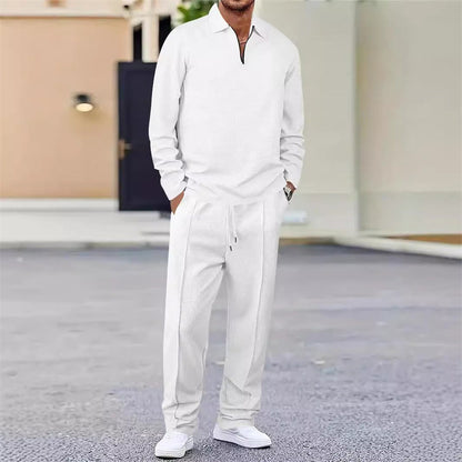 💥 Conjunto de sudadera de punto waffle y pantalones rectos para hombre: cómodo, transpirable y con un estilo natural 👕👖