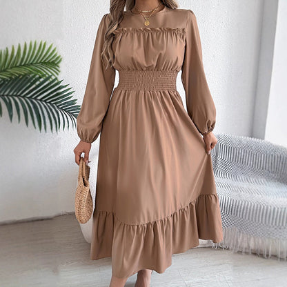 👗¡Nueva llegada 40% de descuento! 🥰Vestido largo de manga larga con volantes y volantes para mujer