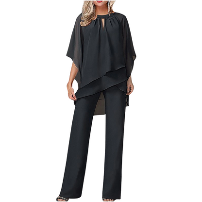 🎁Novedades con un 49 % de descuento💥 Elegante conjunto asimétrico de dos piezas con pantalón