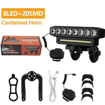 🚲【1º en Artículos para ciclistas】🔥¿Luces tenues y sin bocina? 28 LED + claxon con mando, todo en uno para rodar seguro. 🚲💡