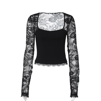 😍🥰【1º en Ropa de mujer】🏆Mangas de encaje que enamoran, escote que realza, dobladillo que seduce. La combinación