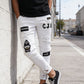 🔥 ¡50% DE DESCUENTO AHORA! 👖 Vaqueros ajustados rotos para hombre – Diseño con parches modernos y denim resistente 🎨👟