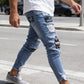 🔥 ¡50% DE DESCUENTO AHORA! 👖 Vaqueros ajustados rotos para hombre – Diseño con parches modernos y denim resistente 🎨👟