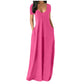 🍃 Mujeres cuello redondo manga corta vestido largo de tela suave casual