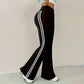 Pantalones acampanados de cintura alta con rayas laterales