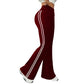 Pantalones acampanados de cintura alta con rayas laterales